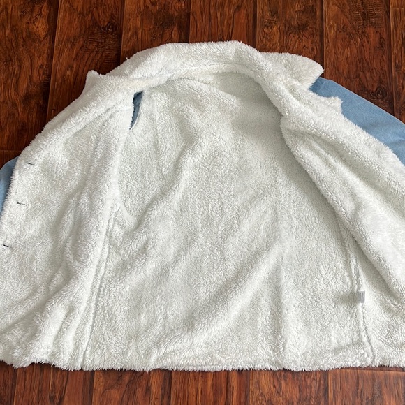 Faux Sherling Lined Denim Long Coat - Picture 8 of 9